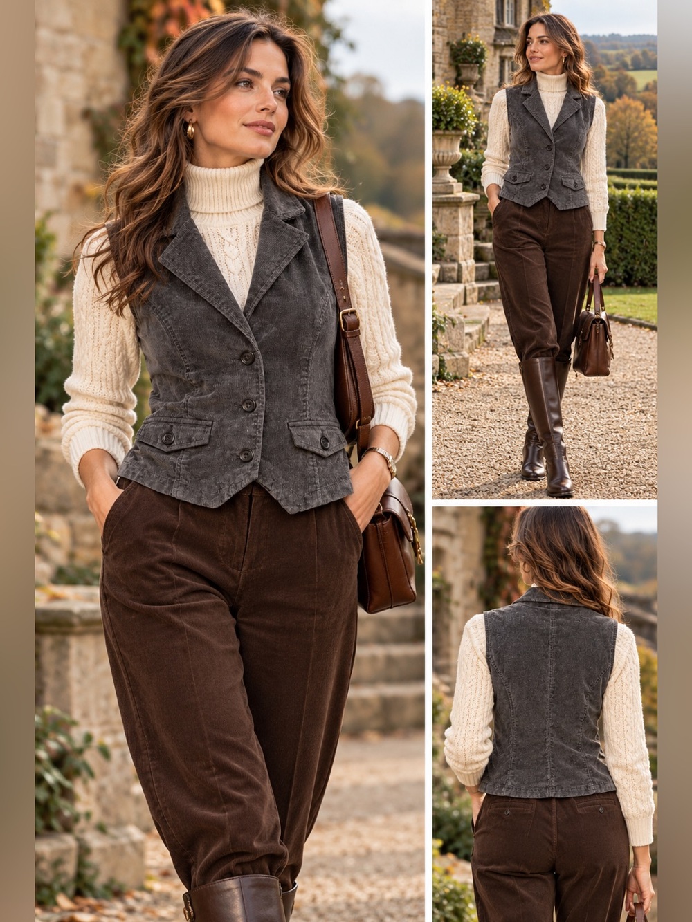 Northern Reflections Charcoal Corduroy Button Vest